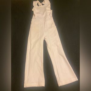 White jean jumpsuit